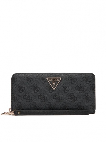 Guess Portafoglio grande da donna Laurel II zip around in ecopelle nera logo all over