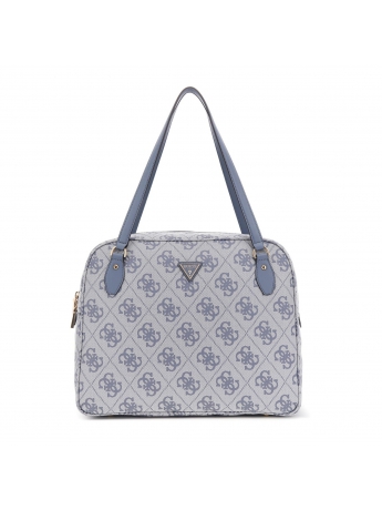 Guess BORSA BERTA TRAVEL GRANDE IN ECOPELLE CELESTE  CON LOGO ALL OVER