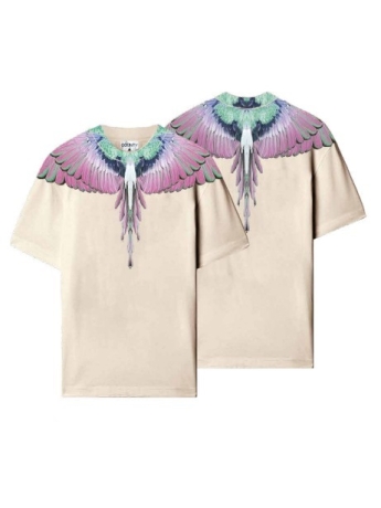 County Of Milan MARCELO BURLON TSHIRT IN  JERSEY DI COTONE PANNA CON ALI ROSA