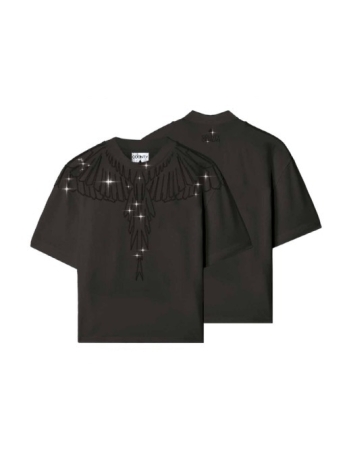 County Of Milan MARCELO BURLON TSHIRT IN  JERSEY DI COTONE NERO CON ALI STREASS