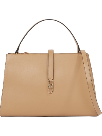 Tommy Hilfiger borsa a mano beige con logo in metallo