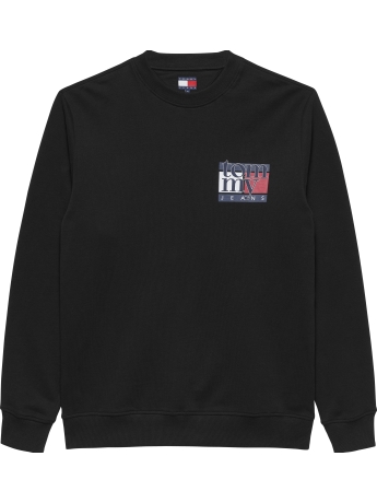 Tommy Hilfiger FELPA GIROCOLLO NERA CON STAMPA SUL PETTO