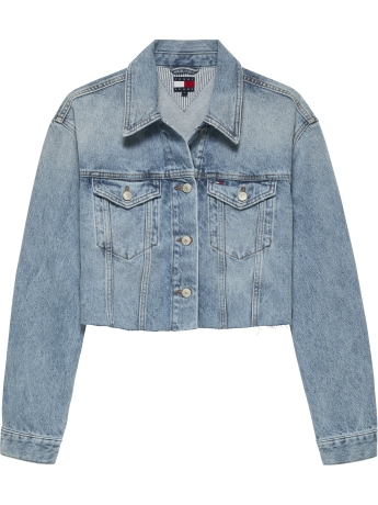 Tommy Hilfiger Giacca crop oversize in denim con logo  light blue