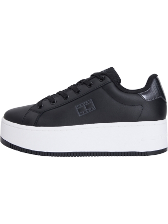 Tommy Hilfiger Sneakers con suola alta e pelle nera