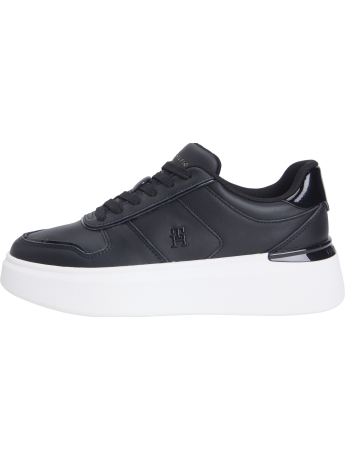 Tommy Hilfiger Sneakers in pelle e vernice con suola alta nera