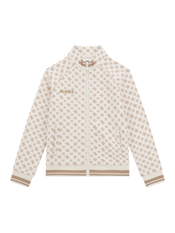 Guess FELPA JUNIOR FULL ZIP CON LOGO ALL OVER BEIGE