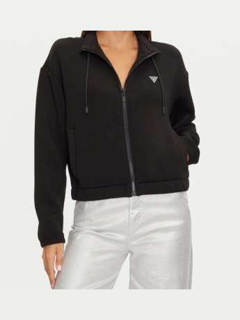Guess felpa nera con zip e logo sul retro