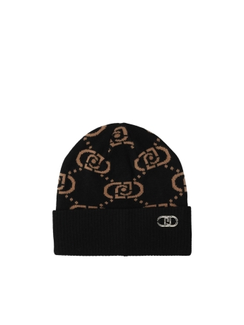 Liu-jo berretto BEANIE LOGO MONOGRAM nero