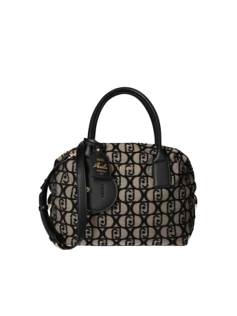 Liu-jo Borsa grande jacquard nero/beige