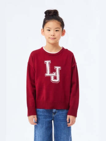 Liu-jo maglione junior bordo con maxi logo lettering