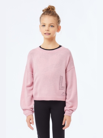 Liu-jo maglione junior rosa con logo lettering laterale