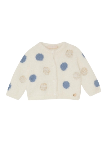 Liu-jo maglia cardigan infant beige chiara con logo all over  abbottonato davanti