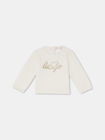 Liu-jo maglia infant bianca con logo lettering davanti