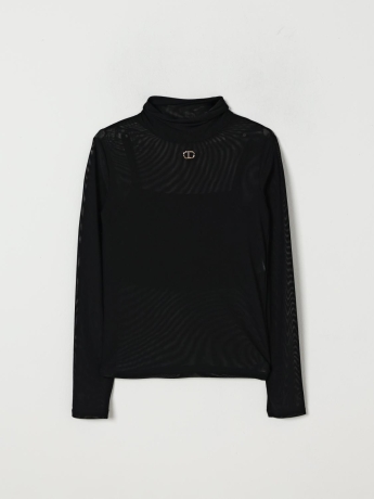 Twinset lupetto  junior  top in tulle nero  con fascia