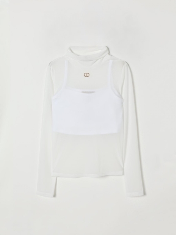 Twinset lupetto junior  top in tulle bianco  con fascia