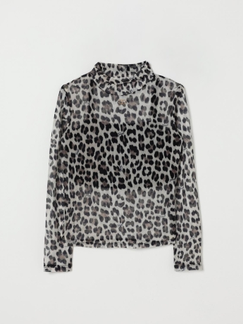 Twinset top junior in tulle animalier con fascia