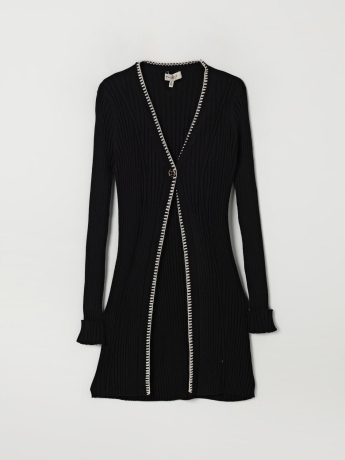 Twinset cardigan lungo junior in misto viscosa nero