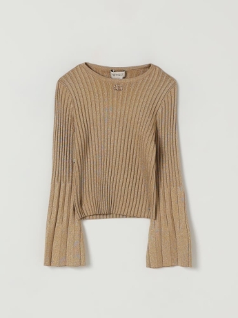 Twinset maglione junior  in misto viscosa a coste beige