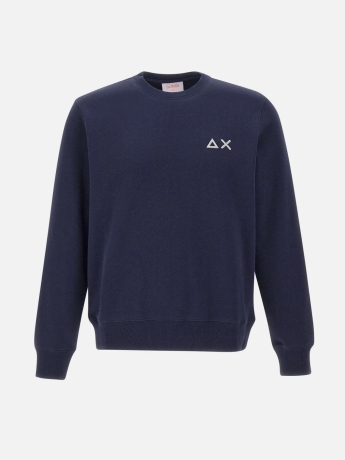 Sun68 Felpa in cotone BLU CON LOGO RICAMATO