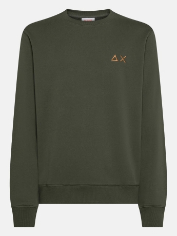 Sun68 Felpa in cotone VERDE MILITARE   CON LOGO RICAMATO
