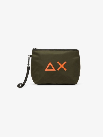 Sun68 Pochette in nylon VERDE MILITARE con logo FLUO