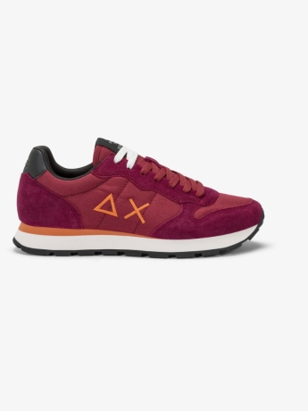 Sun68 Sneaker Tom in nylon e suede bordeaux