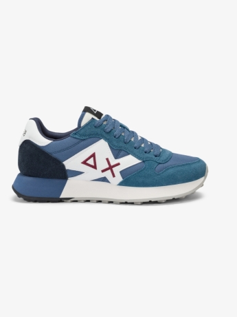 Sun68 Sneaker Jaki Solid in nylon e suede avio scuro