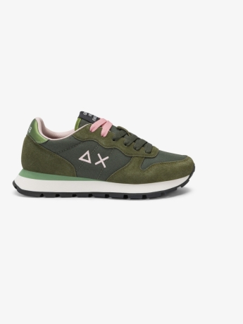 Sun68 Sneaker Ally Solid in nylon e suede militare scuro