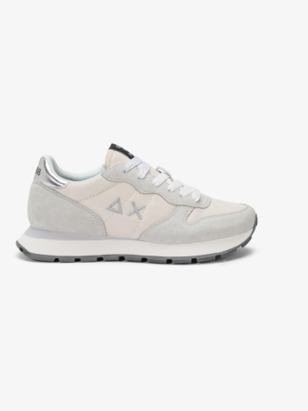 Sun68 Sneaker Ally Gold Silver in nylon e suede bianco panna