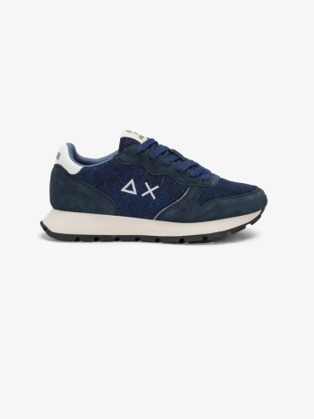 Sun68 Sneaker Ally Glitter in mesh e suede navy blue