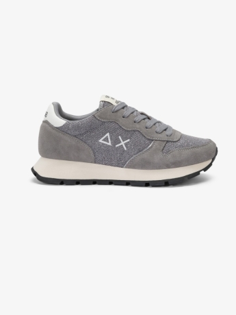 Sun68 Sneaker Ally Glitter in mesh e suede grigio medio