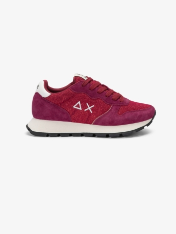 Sun68 Sneaker Ally Glitter in mesh e suede bordeaux