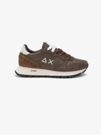 Sun68 Sneaker Ally Studs in similpelle e suede marrone