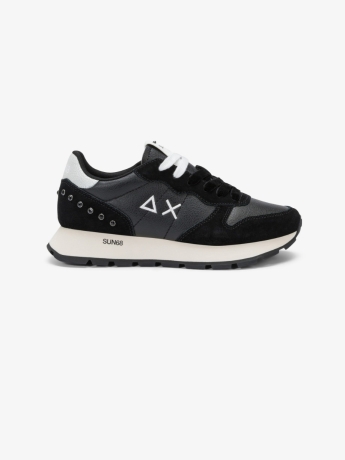 Sun68 Sneaker Ally Studs in similpelle e suede nero