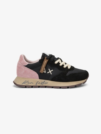 Sun68 Sneaker Ally Vintage in nylon e suede nero