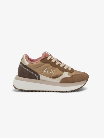 Sun68 Sneaker Big Ally Teddy in nylon e suede volpe
