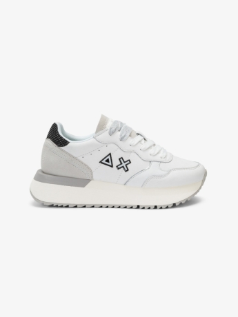 Sun68 Sneaker Big Ally in similpelle e suede bianco panna