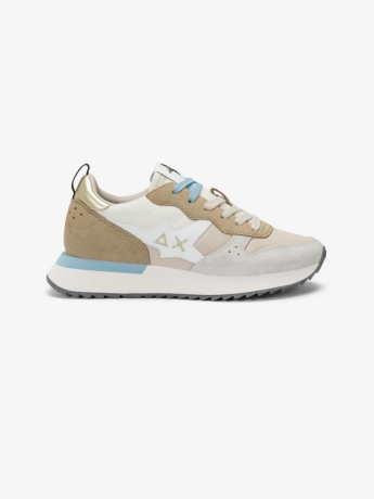 Sun68 Sneaker Stargirl Multicolor in nylon e suede bianco panna