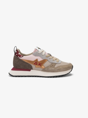 Sun68 Sneaker Stargirl Multicolor in nylon e suede beige scuro