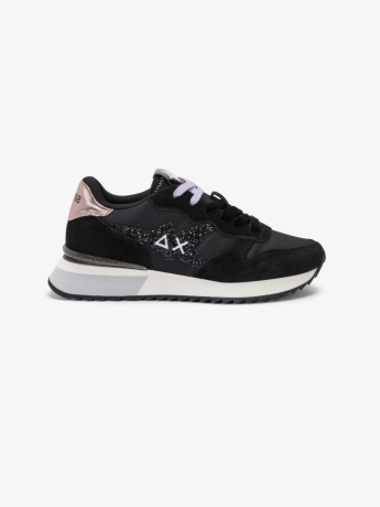 Sun68 Sneaker Stargirl Glitter in nylon e suede nero