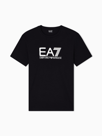 Emporio Armani T-shirt a maniche corte Visibility in jersey di cotone nero elasticizzato