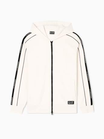 Emporio Armani Felpa con cappuccio e zip Logo Series in misto cotone BIANCO