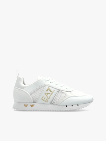 Emporio Armani sneakers realizzate in tessuto ed ecopelle BIANCO