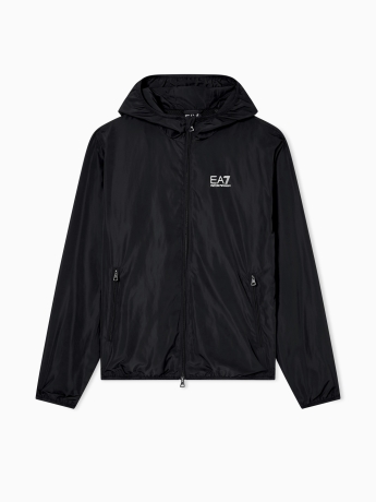 Emporio Armani GIUBBOTTO Bomber con cappuccio Core Identity in tessuto riciclato NERO