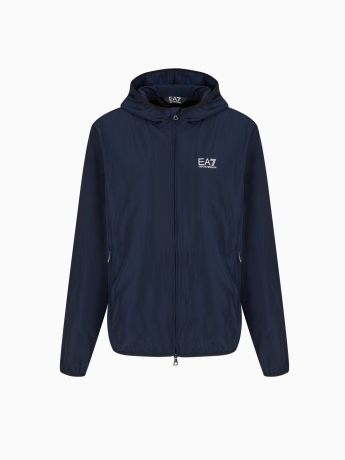Emporio Armani GIUBBOTTO Bomber con cappuccio Core Identity in tessuto riciclato BLU