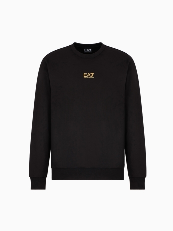 Emporio Armani Felpa girocollo Core Identity in cotone NERO CON MICRO LOGO ORO