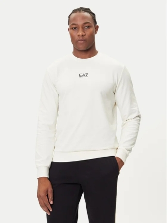 Emporio Armani Felpa girocollo Core Identity in cotone BIANCO CON MICRO LOGO NERO