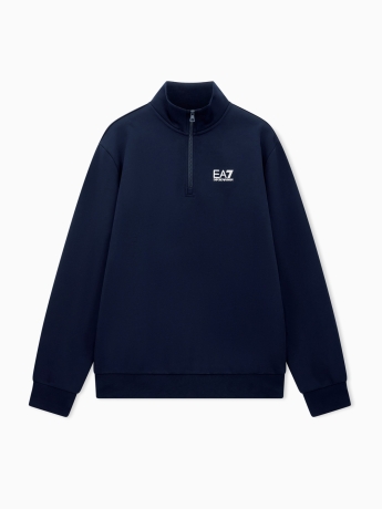 Emporio Armani Felpa MEZZA ZIP Core Identity in misto cotone BLU