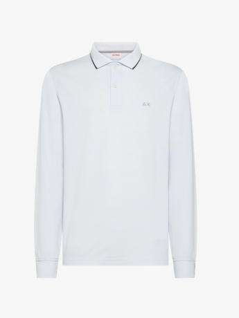 Sun68 Polo in piquet di cotone BIANCO  con logo RICAMATO
