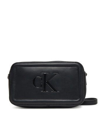 Calvin Klein borsetta nera in poliuretano con zip dorata e logo centrale